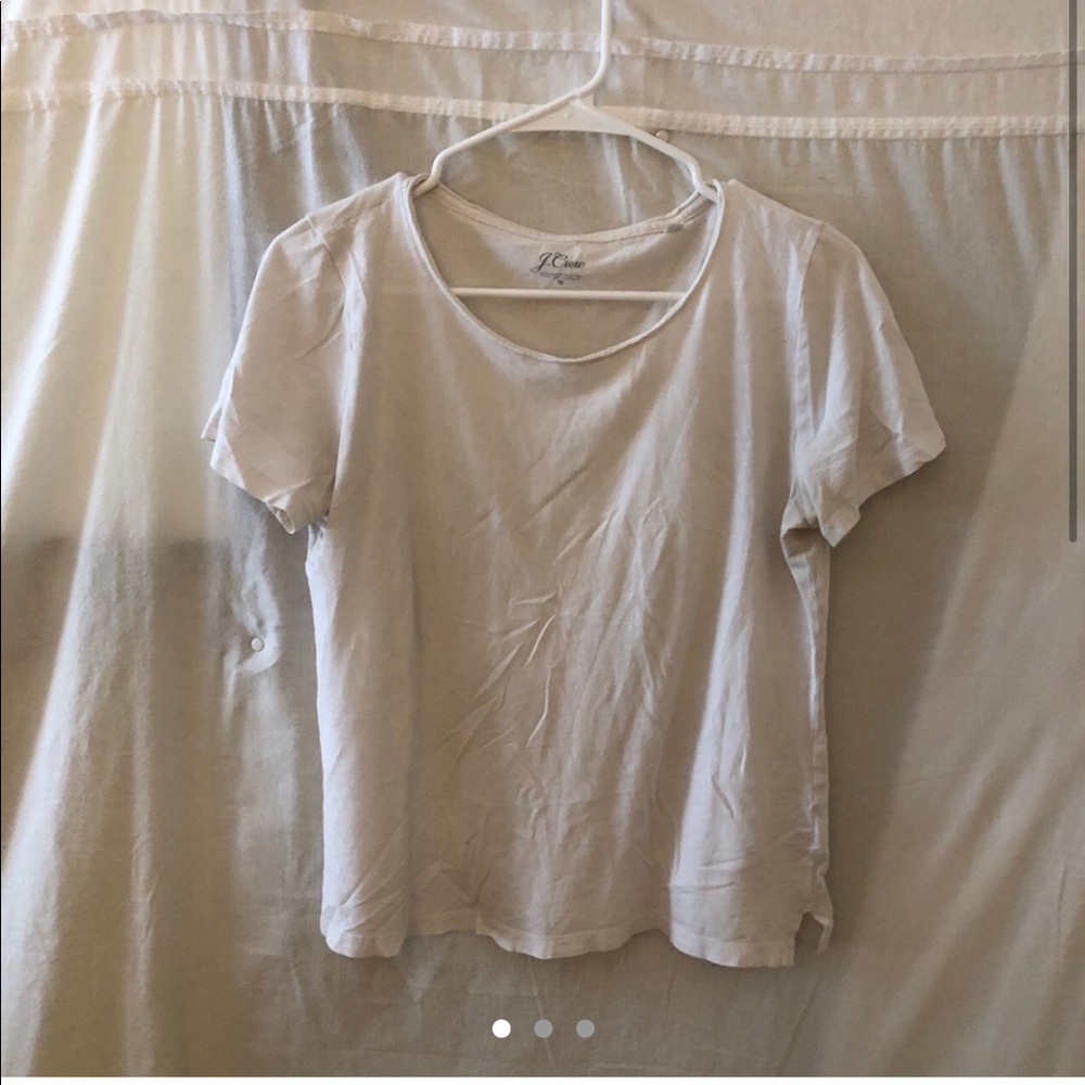 Jcrew scuba neck white cotton short sleeved tshirt